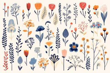 doodle flower elements