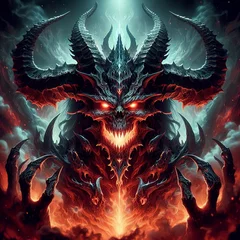 Fotobehang Evil demon in hell © miguelovalle