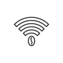 Wifi signal with coffee bean line icon