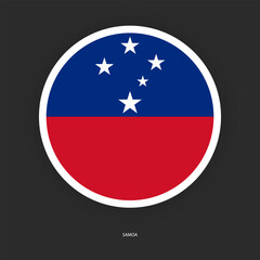 Samoa circle flag icon isolated on dark grey background.