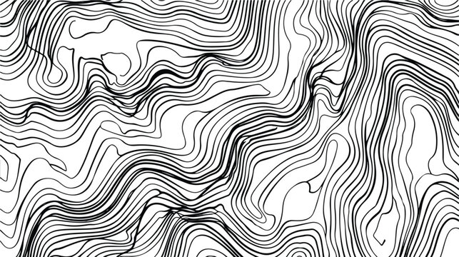 Black and white lines seamless Topographic map patter