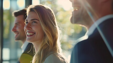 Smiling business executives in a meeting