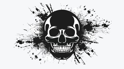 Black Skull Bomb on White Background flat vector isolated