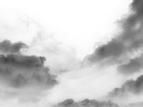 Clouds, Cloud Backgrounds, Clouds set isolated on black background. White cloudiness, mist or smog background.