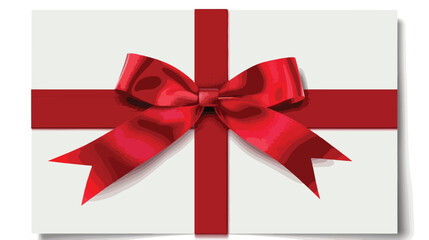 Blank Gift Card Template with Red Bow and Ribbon.