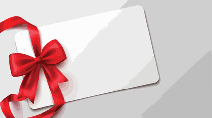 Blank Gift Card Template with Red Bow and Ribbon.