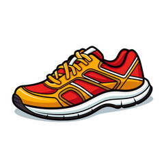Vector sticker of a pair of running shoes, symbolizing action and health on a transparent background
