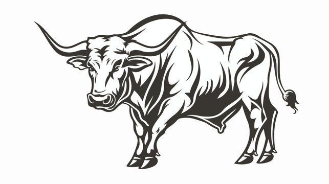 Bull vector icon.Outline vector icon isolated on white