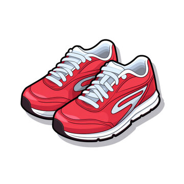Sticker of a pair of running shoes, symbolizing action and health on a transparent background
