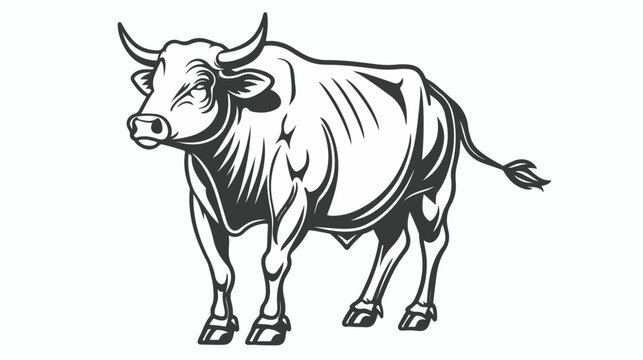 Bull vector icon.Outline vector icon isolated on white