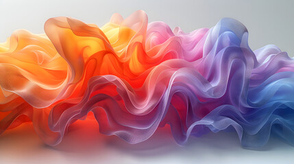 3d render of abstract wavy shape in colors on pastel background