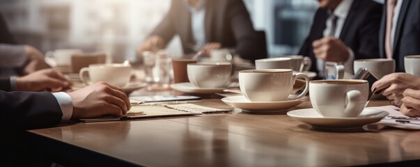 Coffee cups during a business meeting