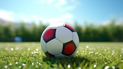 Fototapeta premium Soccer ball on grass : Sport. AI Generative.