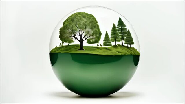 green trees in a crystal ball, 