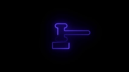 Neon line Justice hammer icon illustration