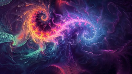 psychedelic gradient, swirling fractal patterns, mind-bending colors