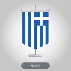 Greece table flag icon isolated on light grey background.