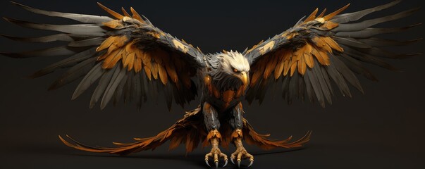 Majestic eagle flying over mountains