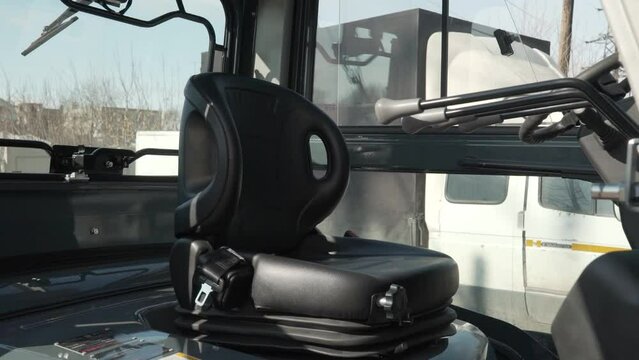 interior of forklift truck with a seat