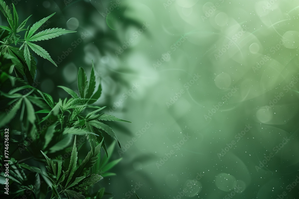 Poster cannabis leaf slide background. created with generative ai technology.