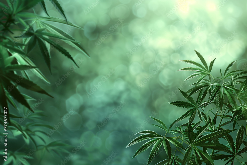 Poster cannabis leaf slide background. created with generative ai technology.