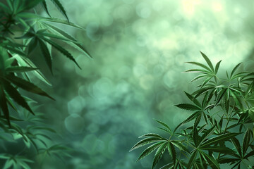 cannabis leaf slide background. Created with Generative AI technology. - obrazy, fototapety, plakaty