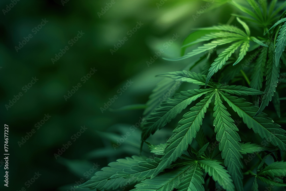 Poster cannabis leaf slide background. created with generative ai technology.