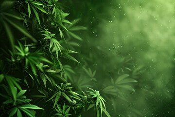 cannabis leaf slide background. Created with Generative AI technology. - obrazy, fototapety, plakaty