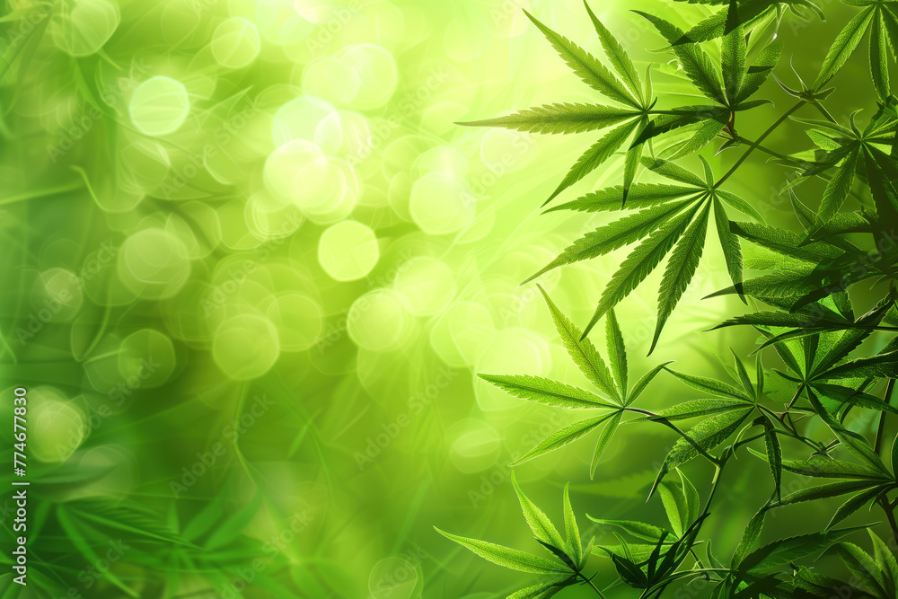 Poster cannabis leaf slide background. created with generative ai technology.