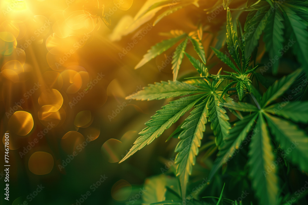 Aufkleber cannabis leaf slide background. created with generative ai technology.