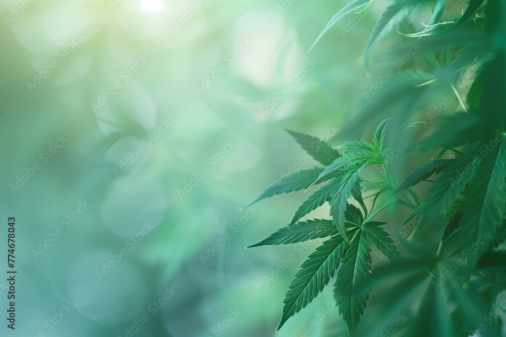 Poster cannabis leaf slide background. created with generative ai technology.