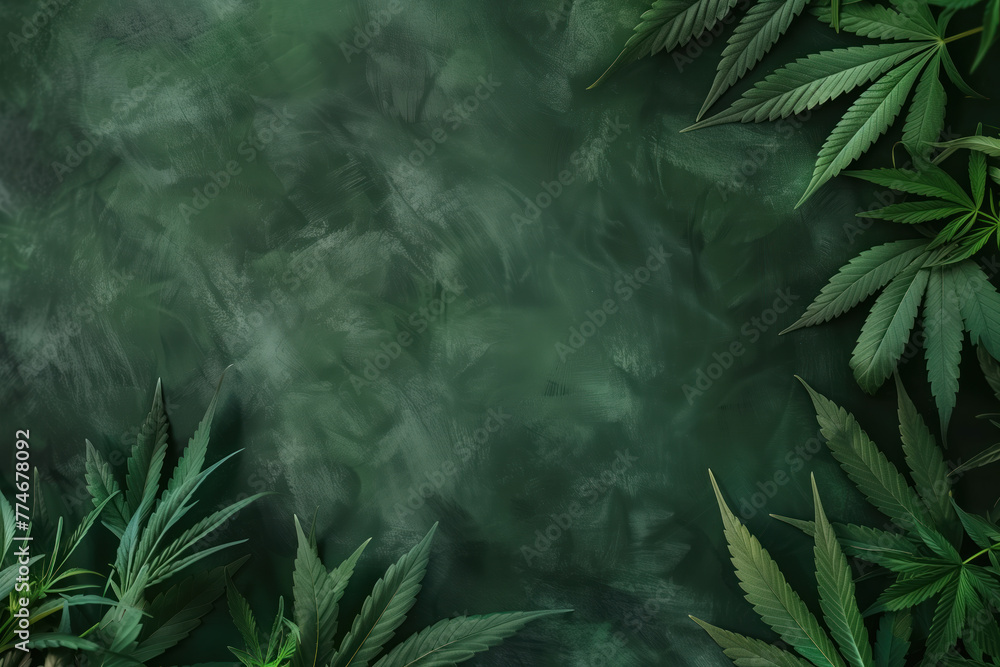 Poster cannabis leaf slide background. created with generative ai technology.