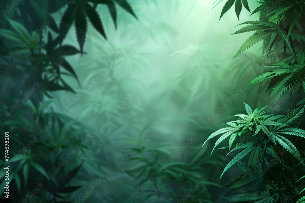 Poster cannabis leaf slide background. created with generative ai technology.