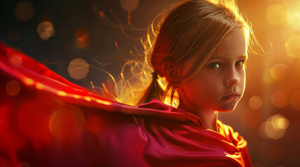 Superhero kid. Girl power concept - obrazy, fototapety, plakaty