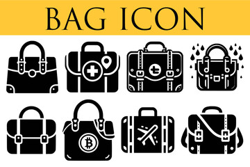 set of Bag icon symbol vector image for design illustration