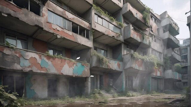 Ruins of the Past: 4K Loop Video of an Abandoned Building Site
