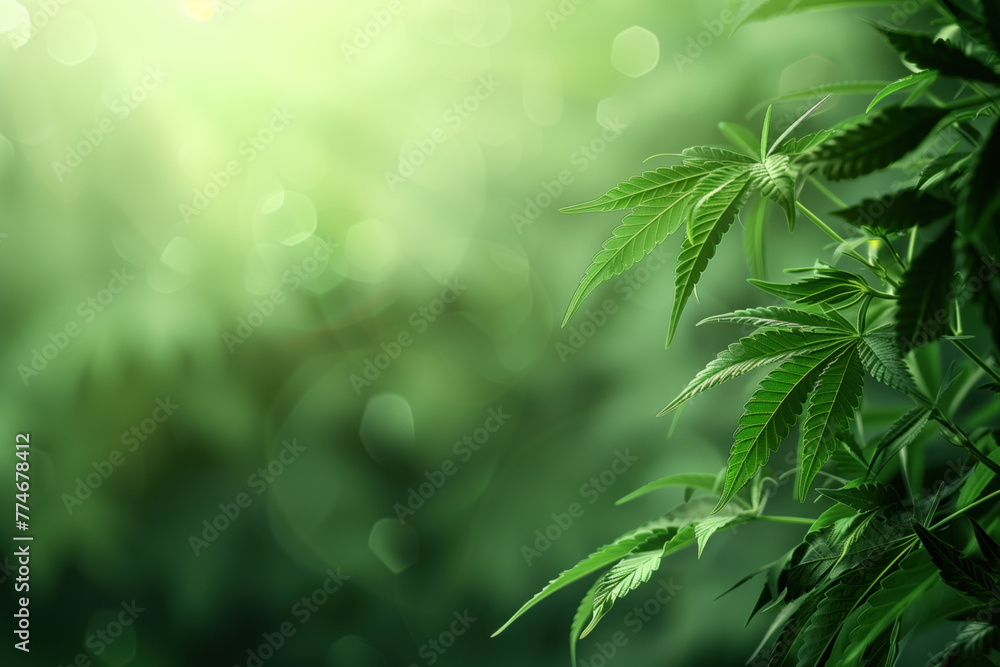 Poster cannabis leaf slide background. created with generative ai technology.