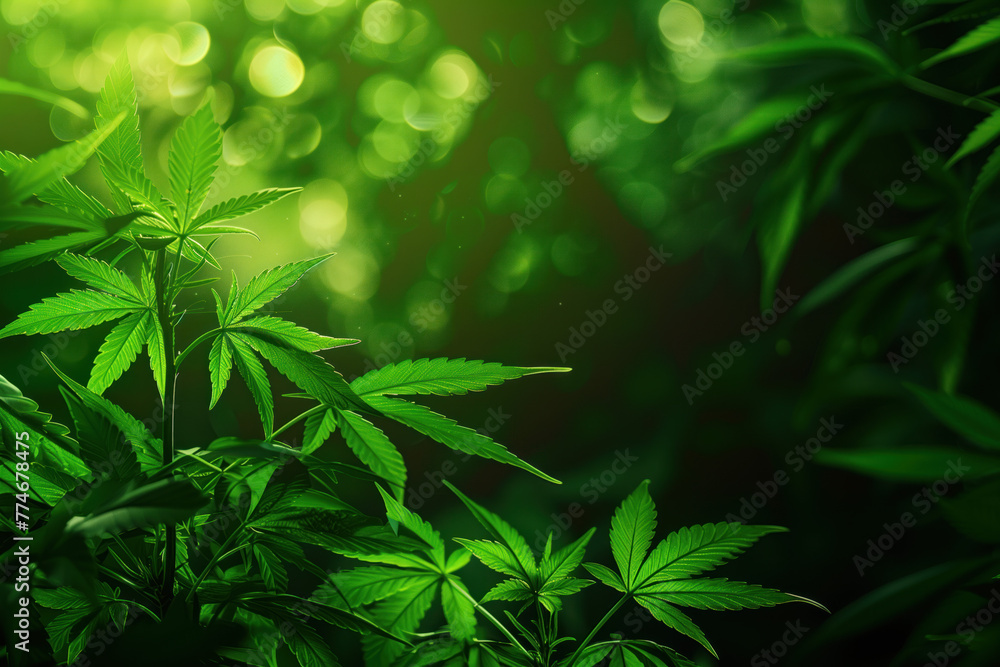 Poster cannabis leaf slide background. created with generative ai technology.