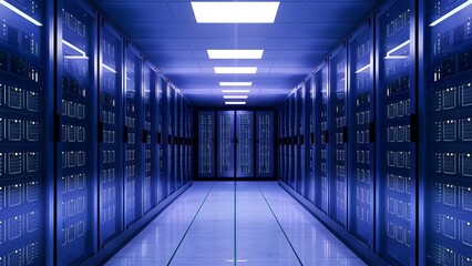 Fototapeta premium interior of Server racks in server room data center 