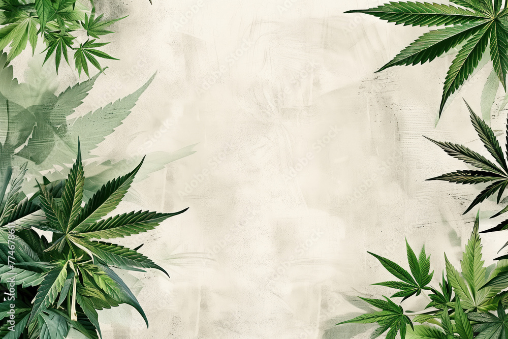 Poster cannabis leaf slide background. created with generative ai technology.