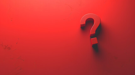 Glossy Red Question Mark on Red Background