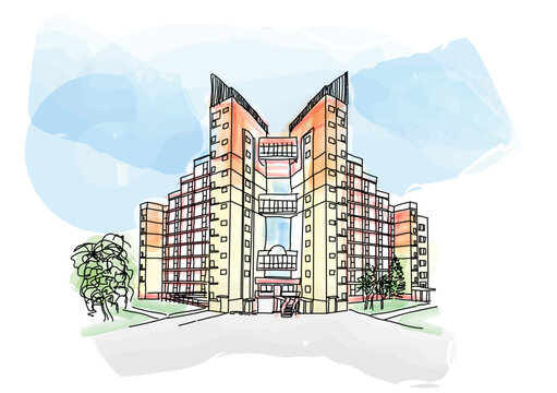 Gate of the Sun - postmodern icon Tychy, Silesia, Poland,
vector illustration 