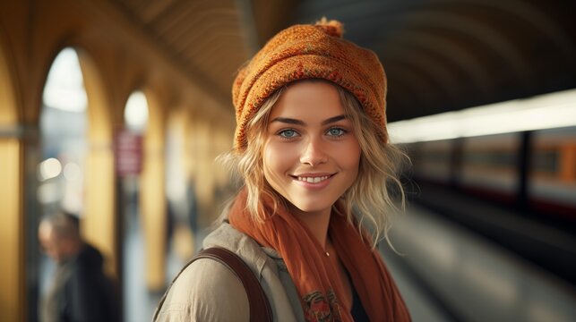 woman at the train station