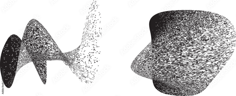 Poster distorted geometric shape . minimal art design . noise destroyed logo . trendy grainy shapes . graph