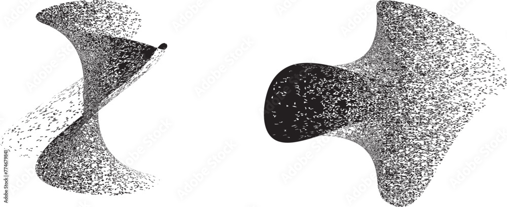 Poster distorted geometric shape . minimal art design . noise destroyed logo . trendy grainy shapes . graph