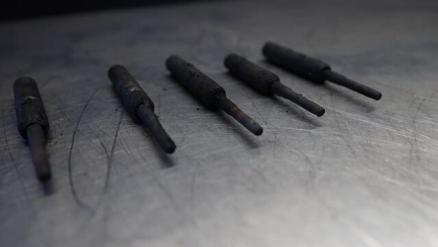 Glow plug from modern common rail diesel engine ready for inspection