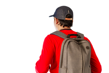 Tourist and Tourism, And Travel Concept, Tourist carrying bags to go sightseeing, Isolated