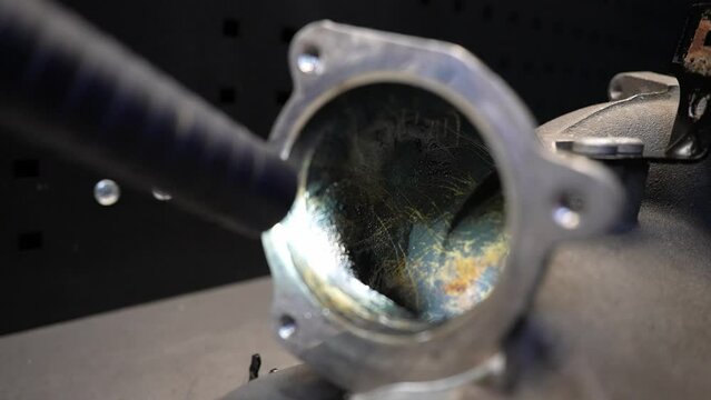 Modern diesel car engine inspection for emissions after complete cleaning