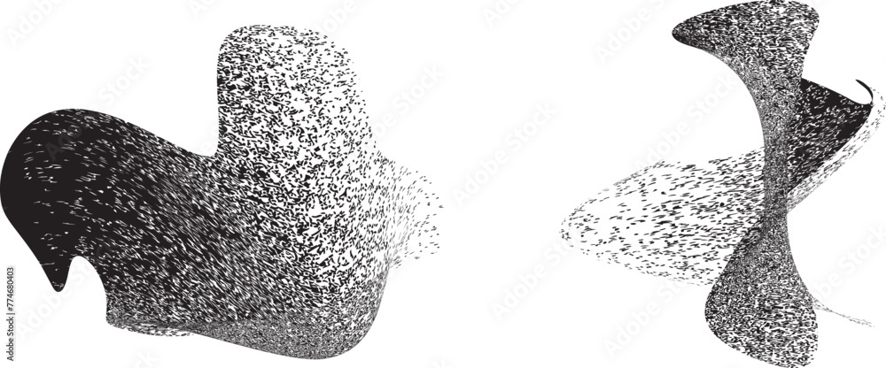 Poster distorted geometric shape . minimal art design . noise destroyed logo . trendy grainy shapes . graph
