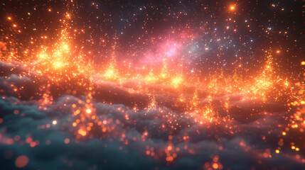 Abstract Golden and Blue Bokeh Lights